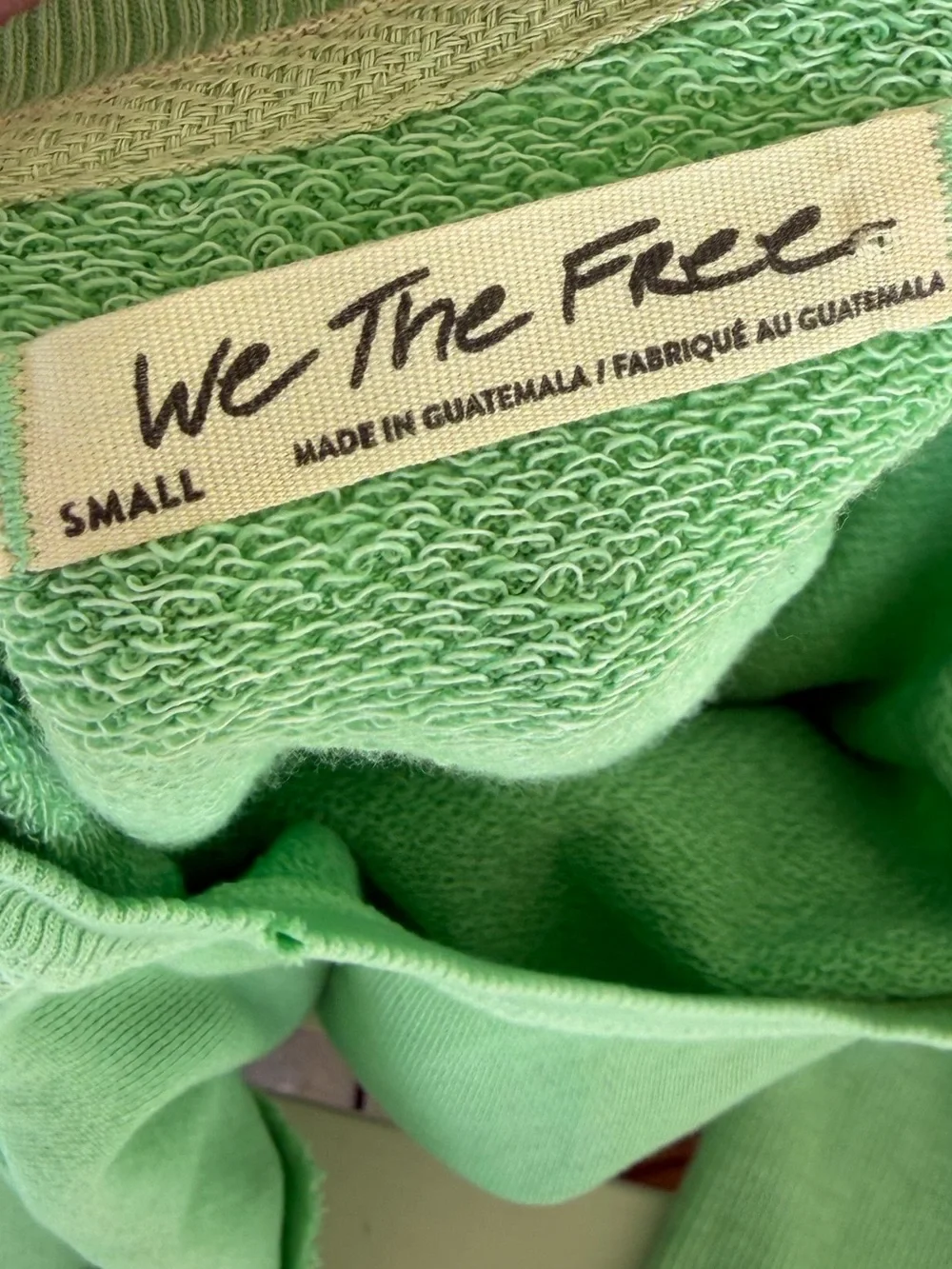 We the free Camden cropped sweatshirt fleece light green meadow NWOT top - Picture 7 of 7